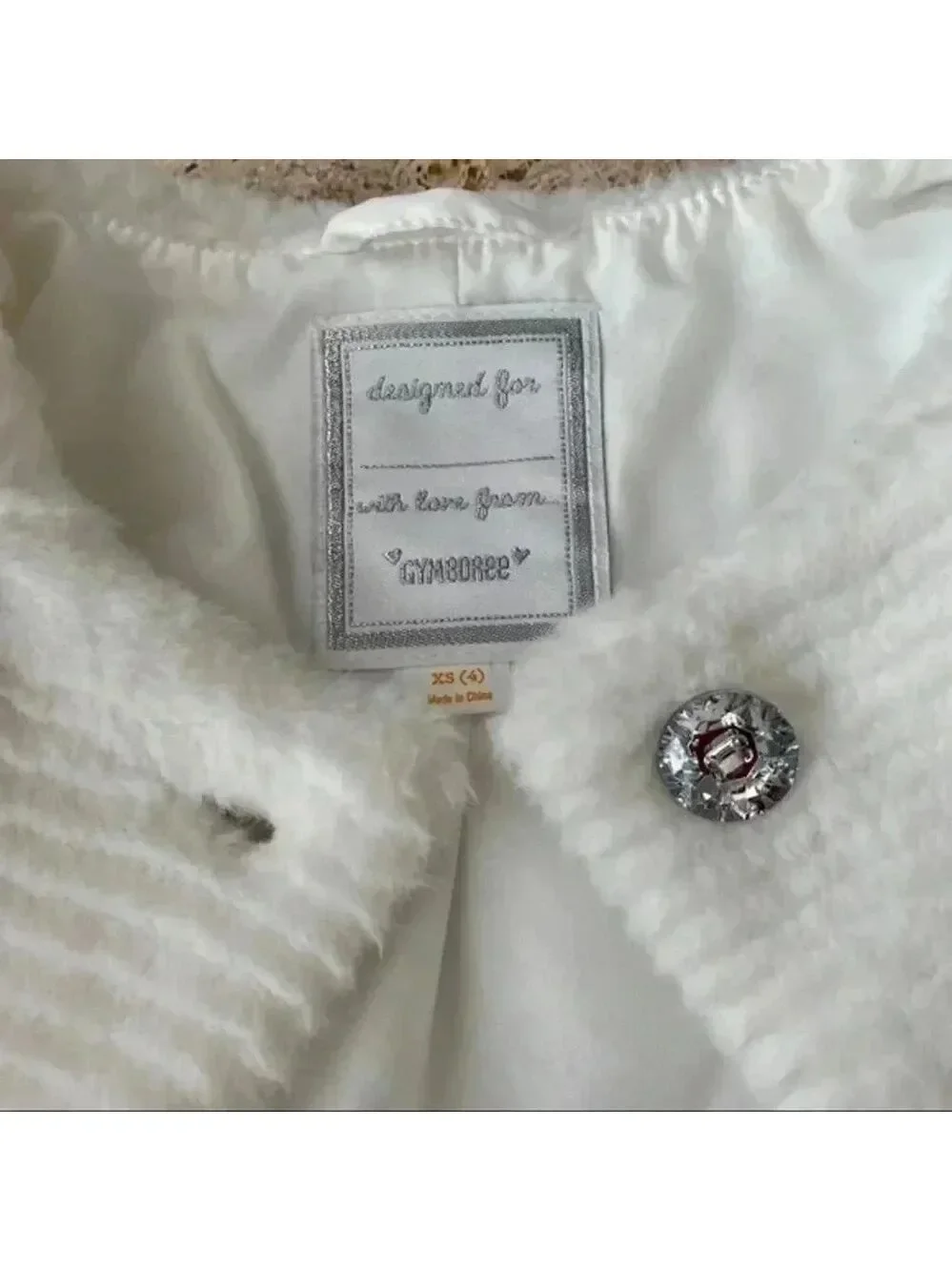 Gymboree Girls Faux Fur Jacket white/ ivory